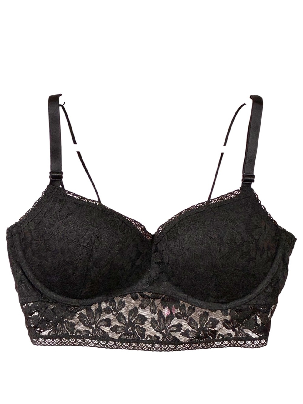 Victoria's Secret Pink Lightly Lined Lace‎ Bralette Black Size Large NEW
